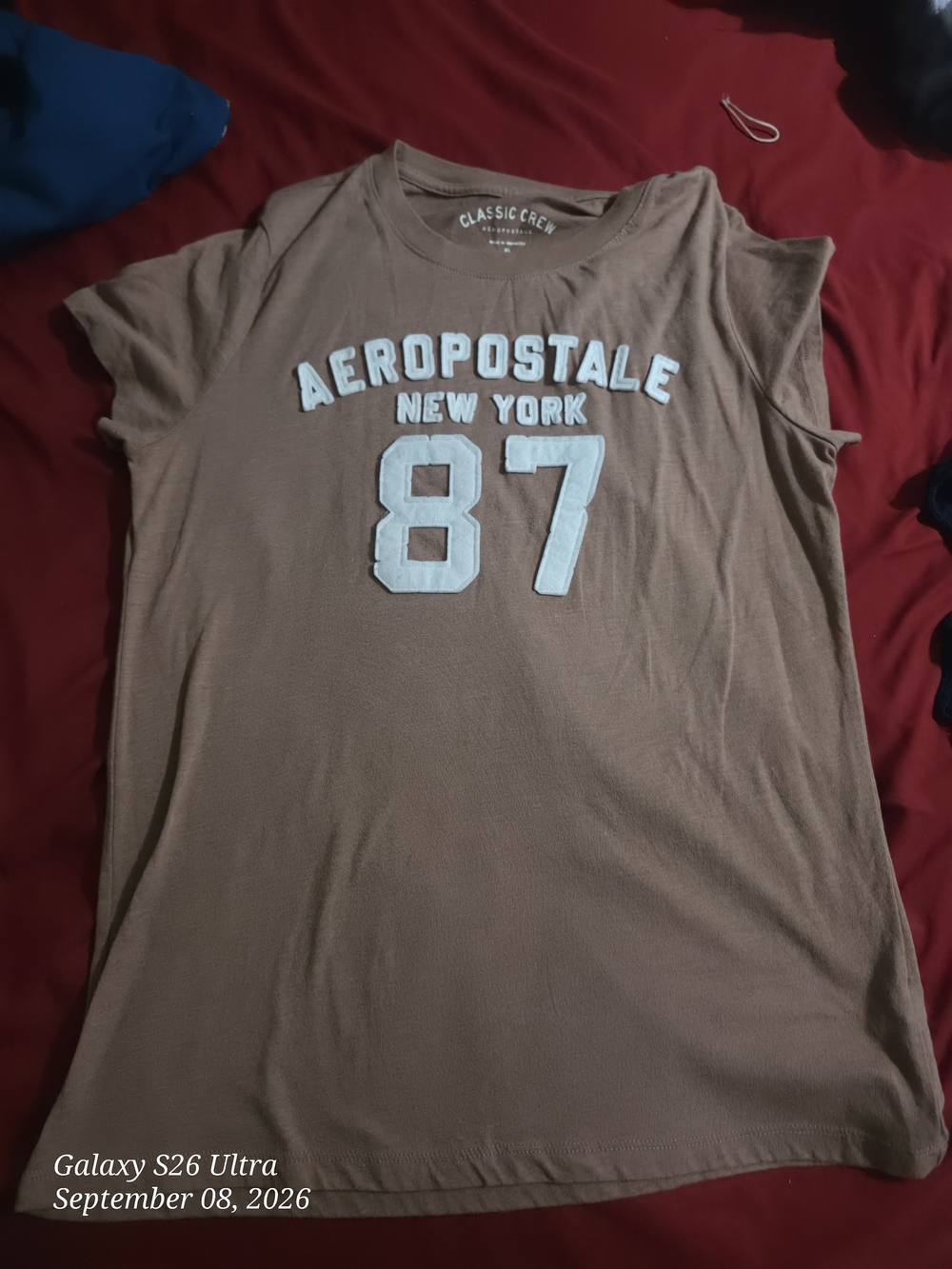 Aeropostale Tan Graphic Tank Top with White '87 Logo